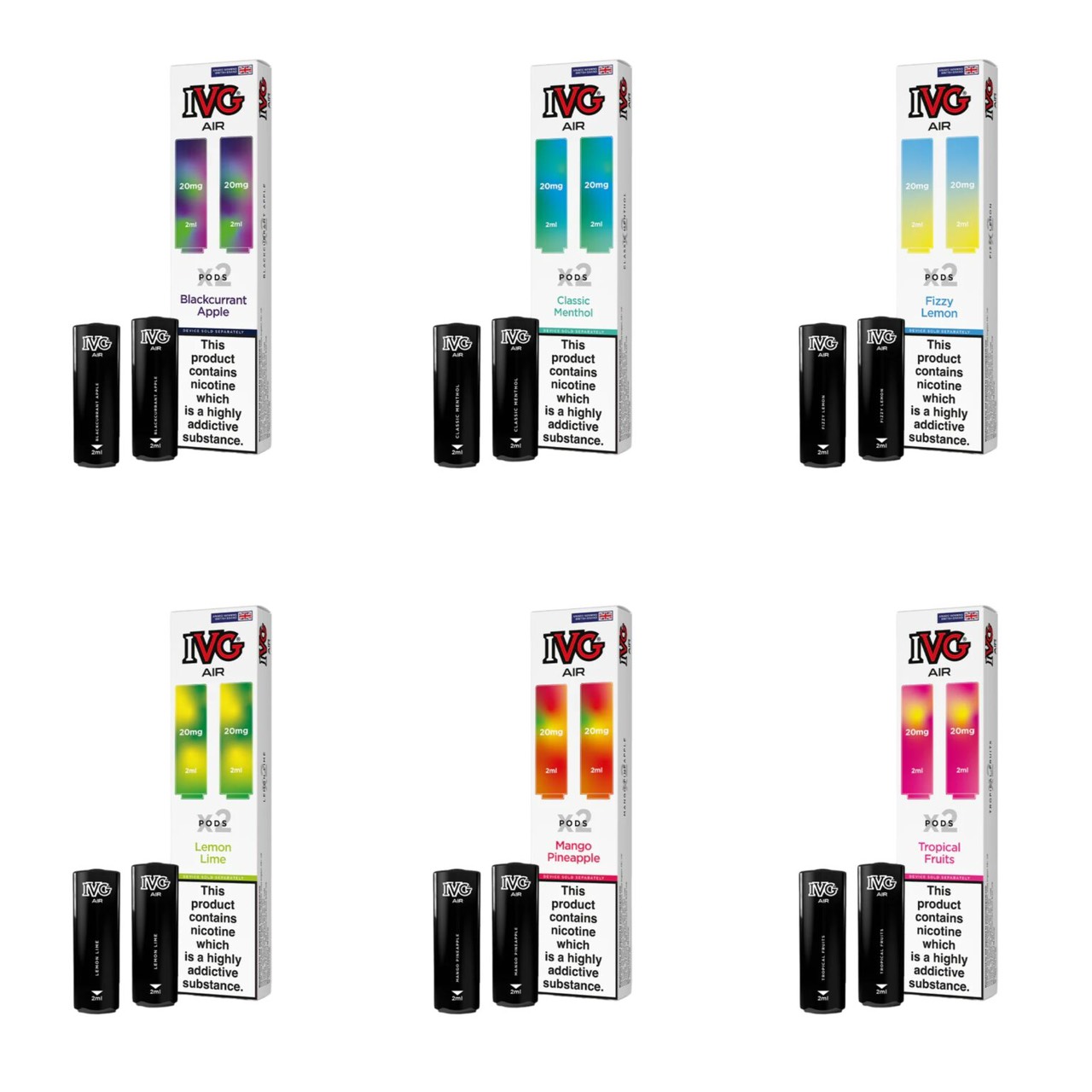 IVG AIR 2400 ニコチン入り交換用ポッド 20mg (2個入り/箱)