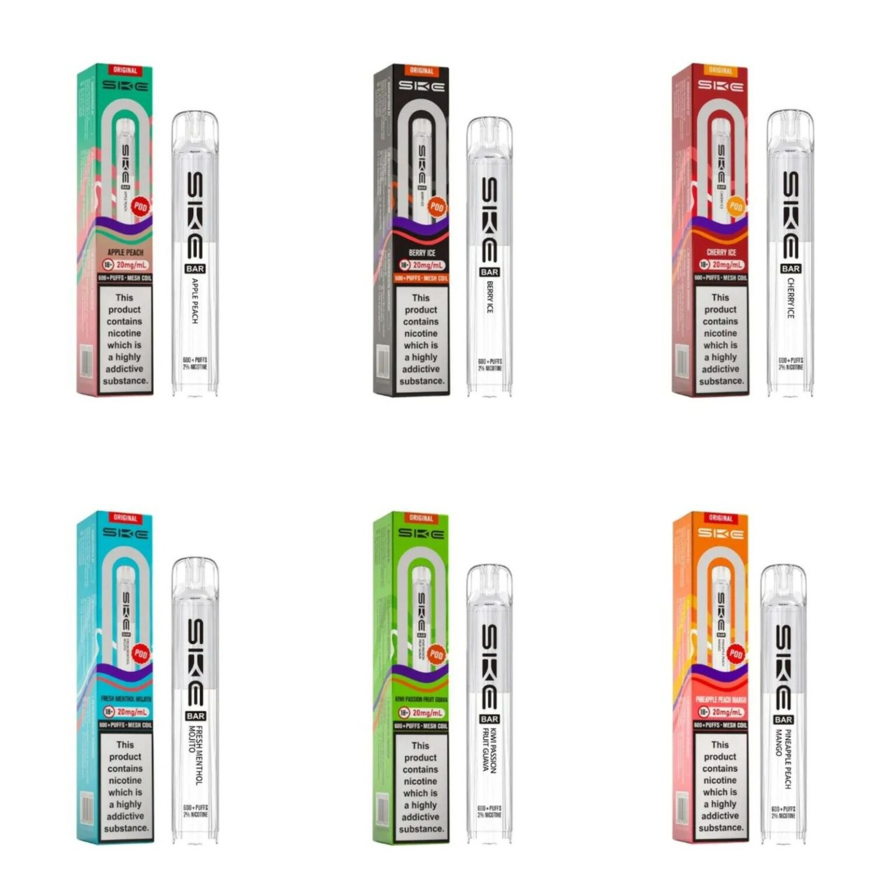 SKE BAR 600 プレフィルド交換用ポッド　(2個入り x 10箱セット)
