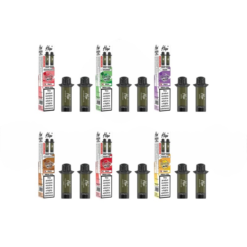 HIGO クリスタルプロ 600 ニコチン入り交換用ポッド 20mg (2個入り/箱）
