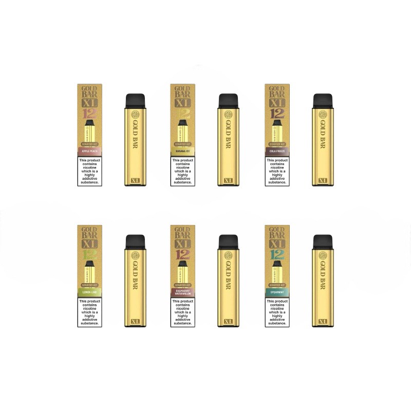 Gold Bar XL 12K ニコチン入り使い捨て電子タバコベイプ